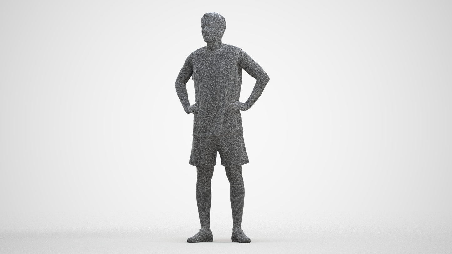 realistic 3D human man sport, archviz people FBX OBJ for Blender, three-quarter front view render