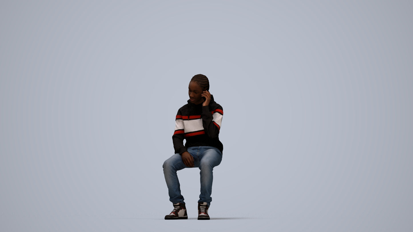 realistic 3D boy casual kids, scanned archviz people for Blender and 3ds Max, top-down view render