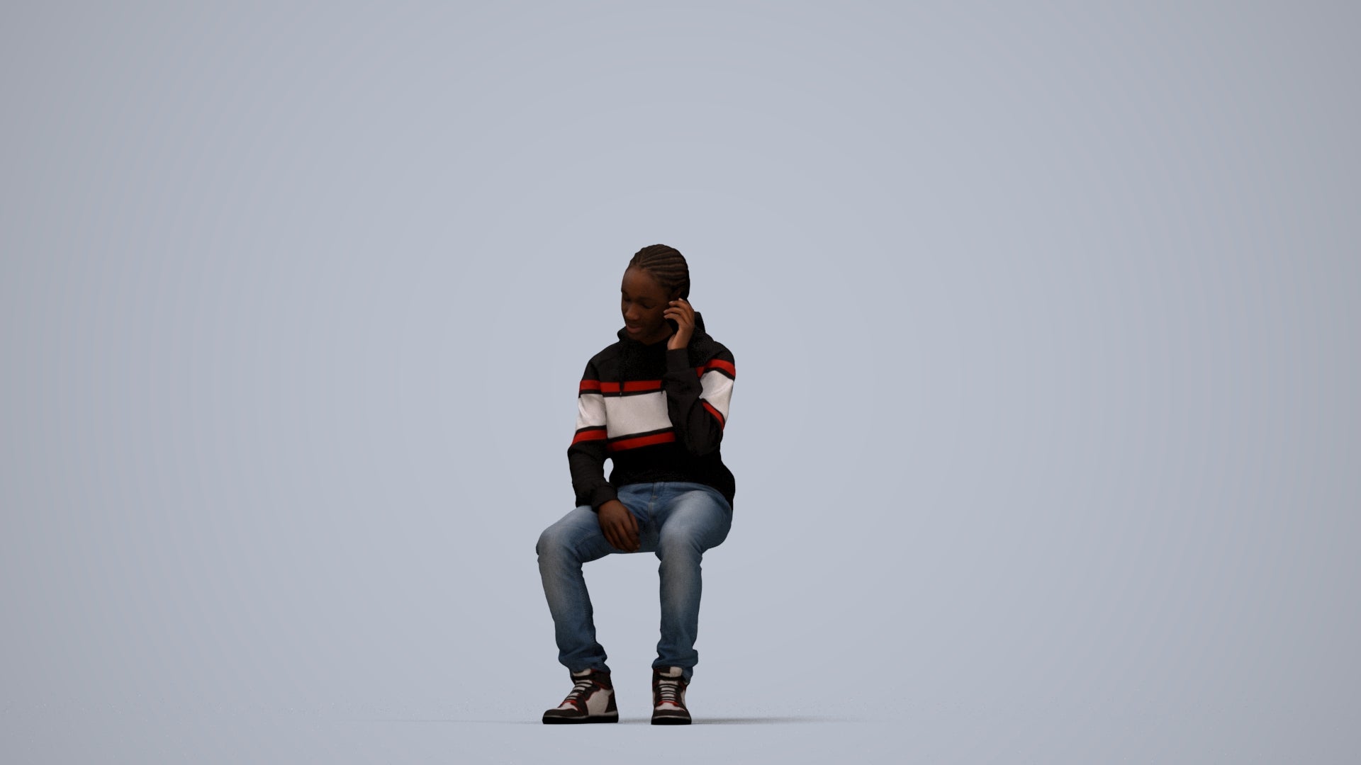 realistic 3D boy casual kids, scanned archviz people for Blender and 3ds Max, top-down view render