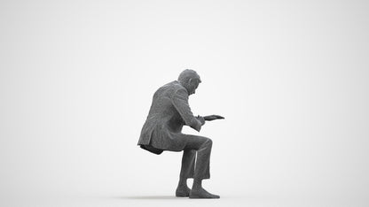 3D people model man business, scanned human for 3ds Max rendering, wireframe side view