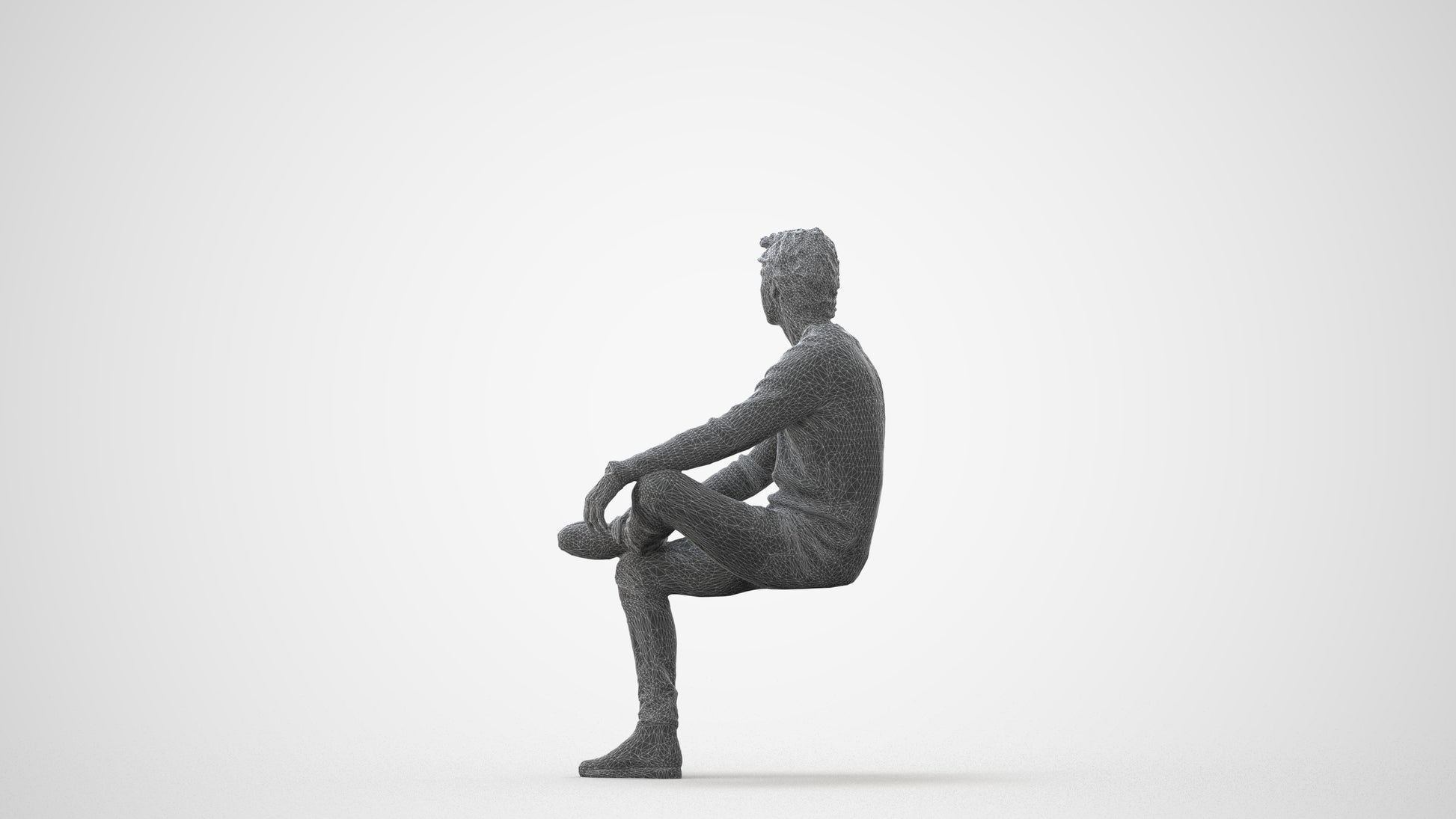 3D people model man casual sitting, scanned human for 3ds Max rendering, square thumbnail