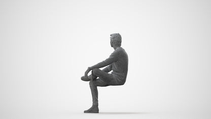 3D people model man casual sitting, scanned human for 3ds Max rendering, square thumbnail