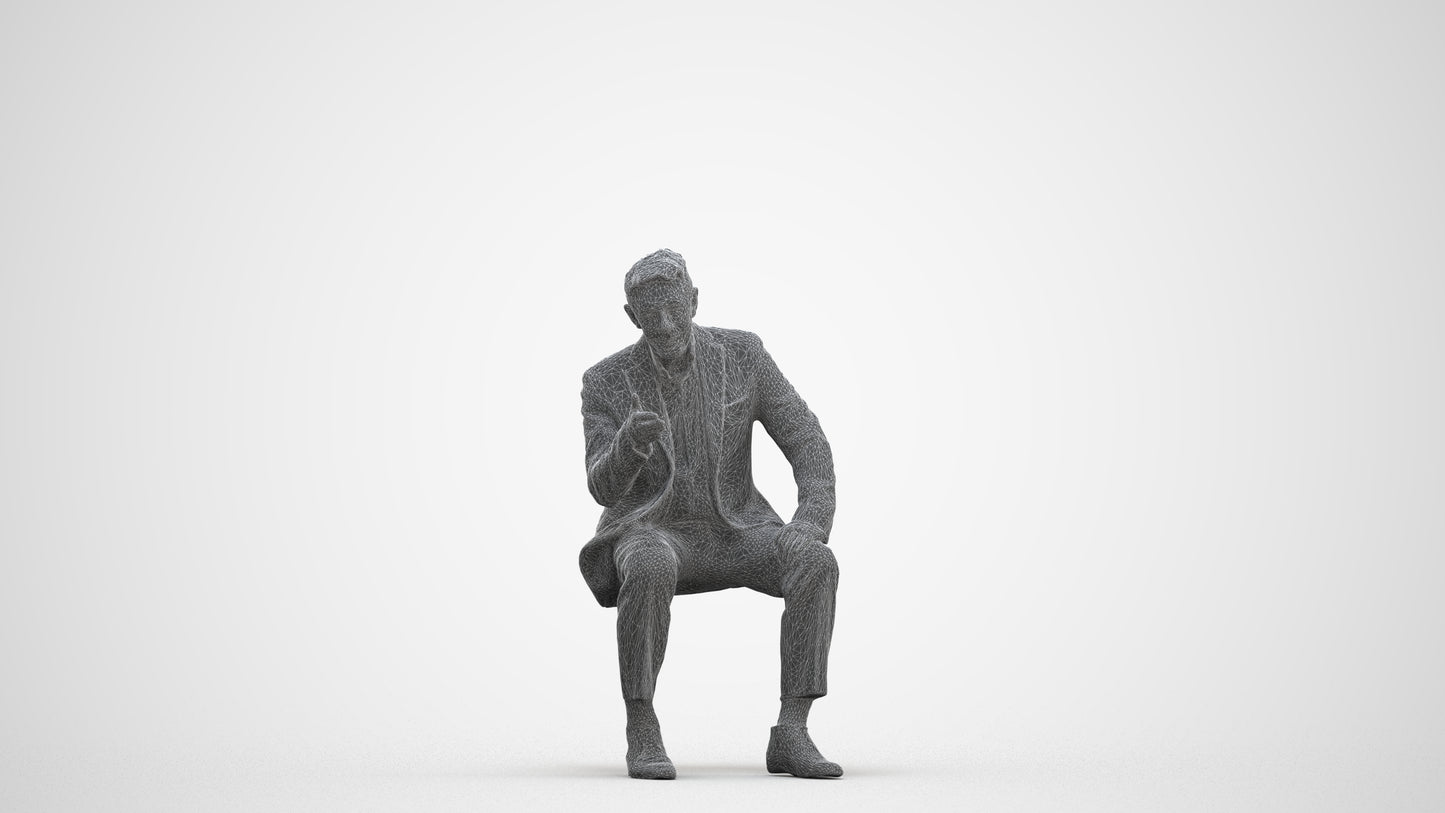 3D scanned senior man business, photorealistic archviz people for Enscape and SketchUp, three-quarter front view render