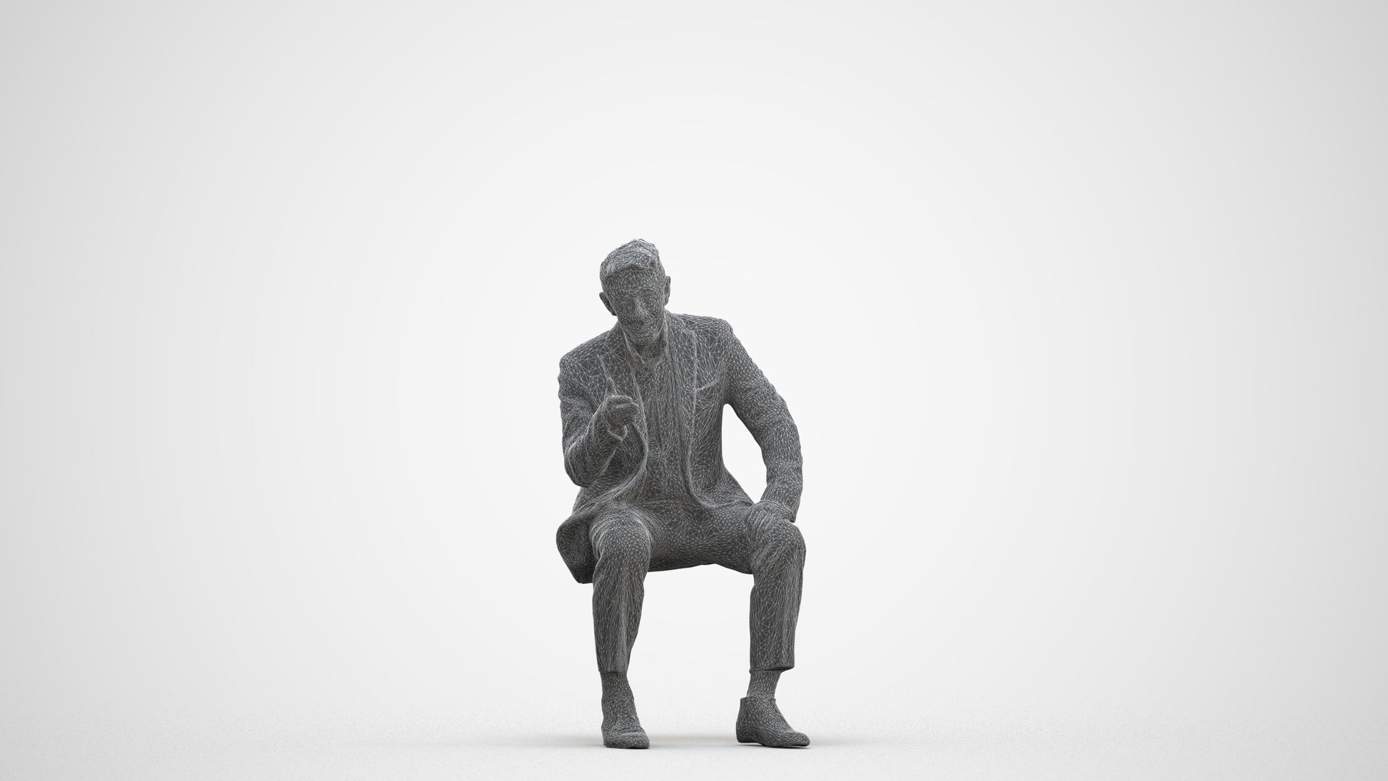3D scanned senior man business, photorealistic archviz people for Enscape and SketchUp, three-quarter front view render