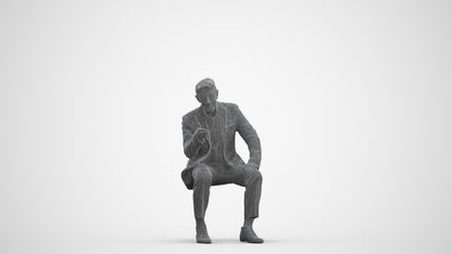 3D scanned senior man business, photorealistic archviz people for Enscape and SketchUp, three-quarter front view render