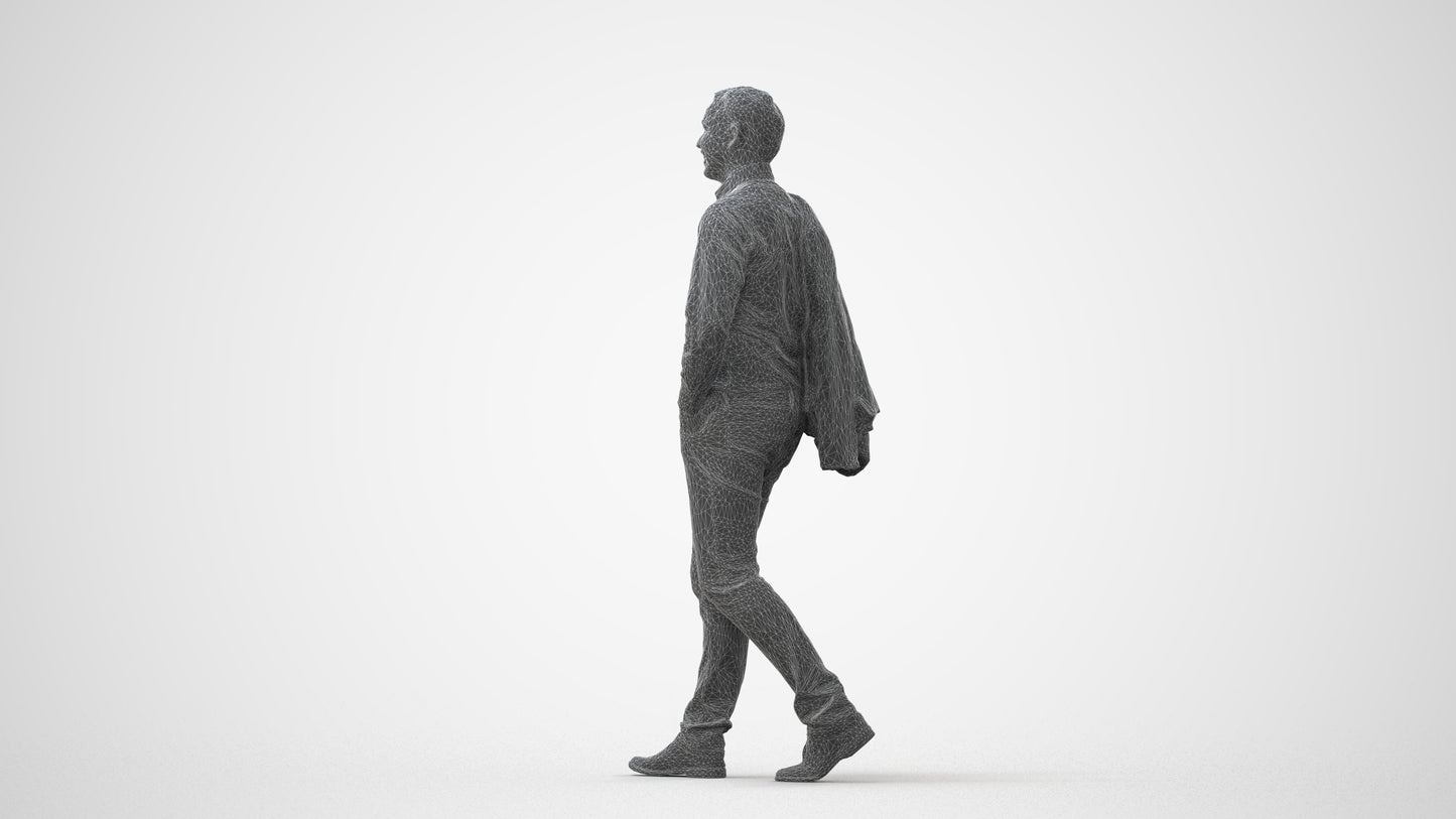 realistic 3D man business standing, scanned archviz people for Blender and 3ds Max, square thumbnail