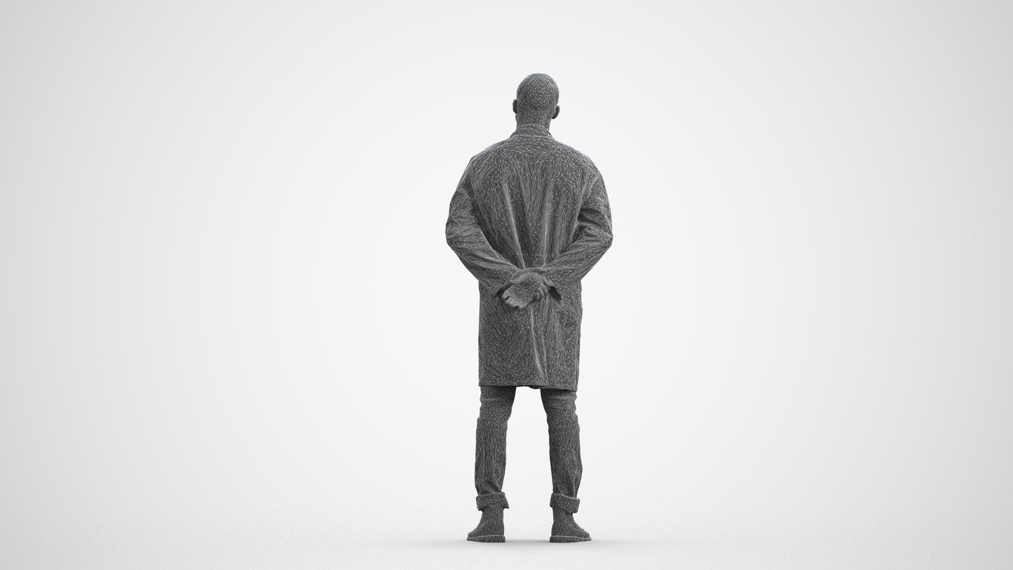 photogrammetry 3D man medical, realistic human model archviz FBX, wireframe front view