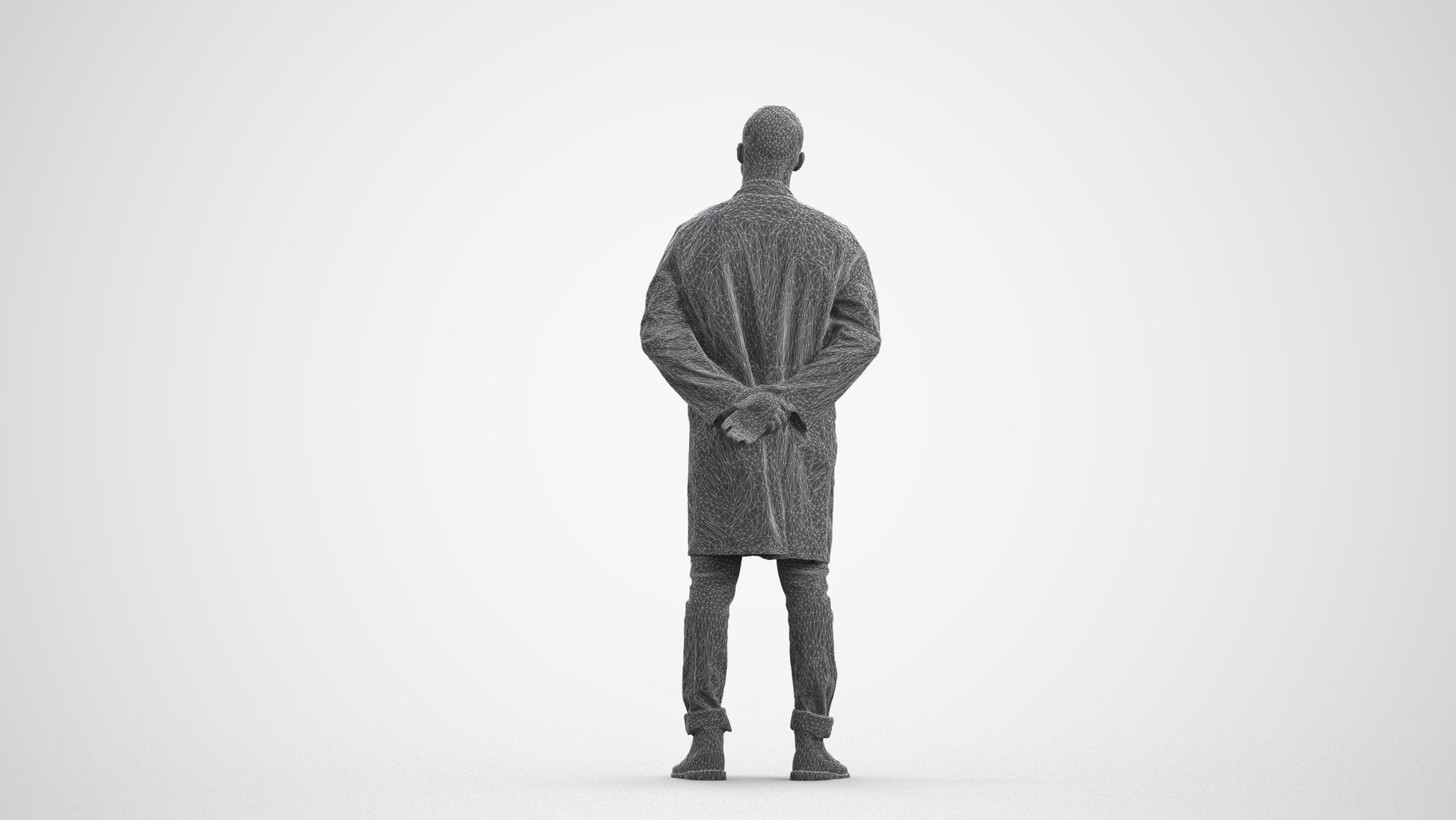 photogrammetry 3D man medical, realistic human model archviz FBX, wireframe front view