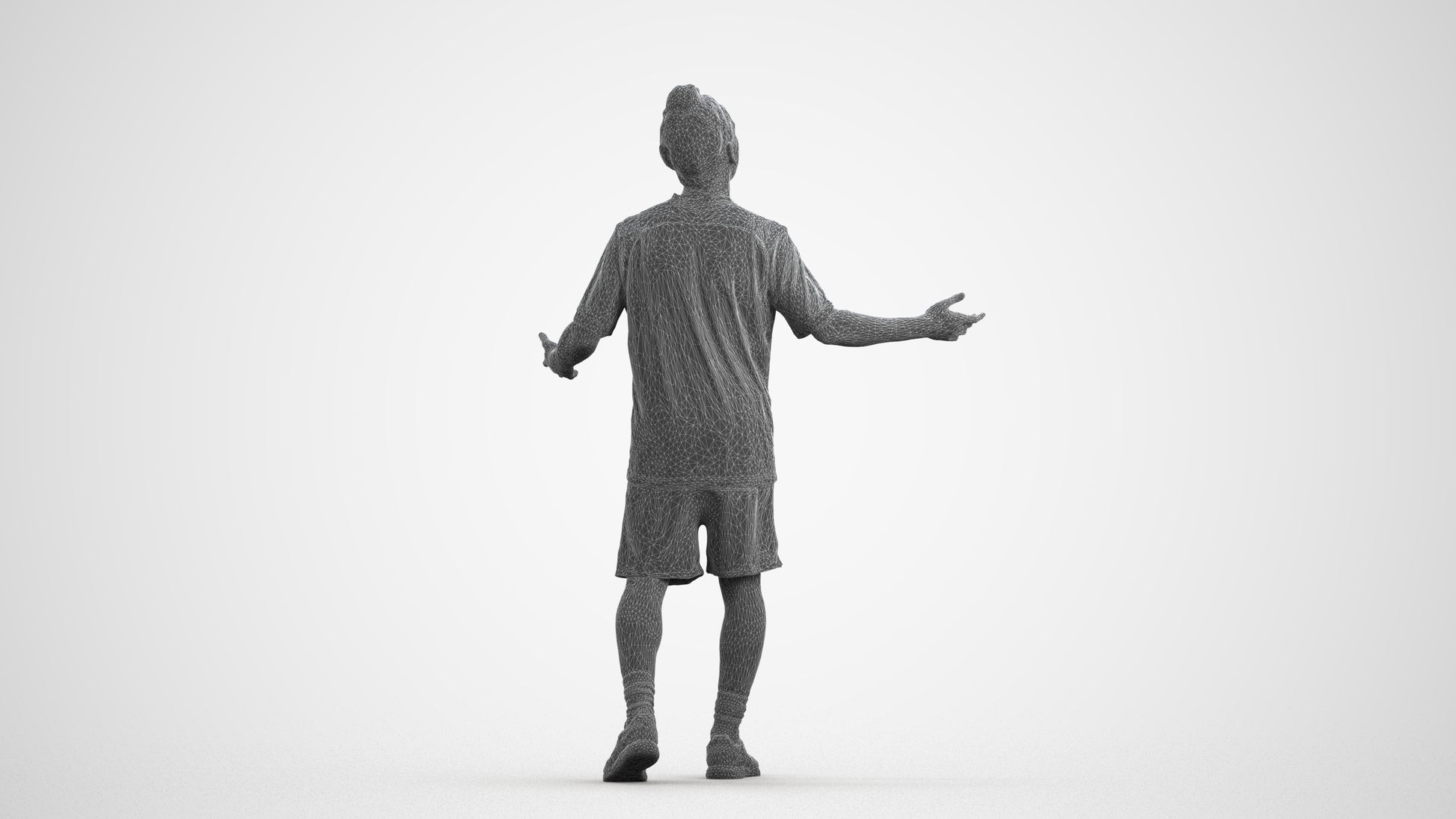 realistic 3D human man sport, archviz people FBX OBJ for Blender, wireframe front view