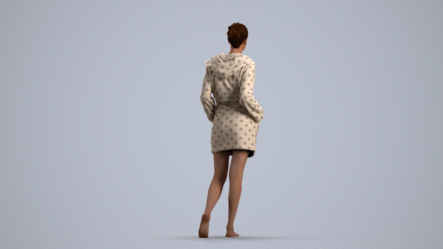 realistic 3D woman bathroom, scanned archviz people for Blender and 3ds Max, front view render