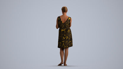 3D people model woman casual standing, scanned human for 3ds Max rendering, front view render