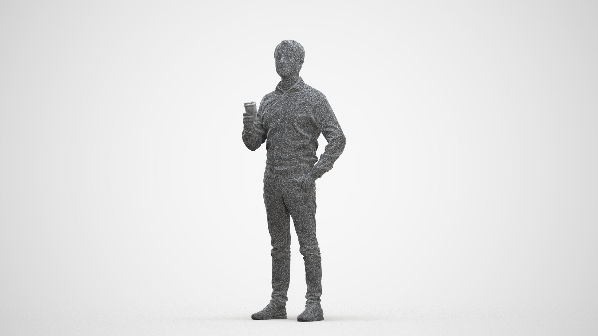 3D scanned man business, photorealistic archviz people for Enscape and SketchUp, three-quarter front view render