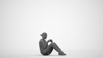 photogrammetry 3D woman casual business, realistic human model archviz FBX, wireframe side view