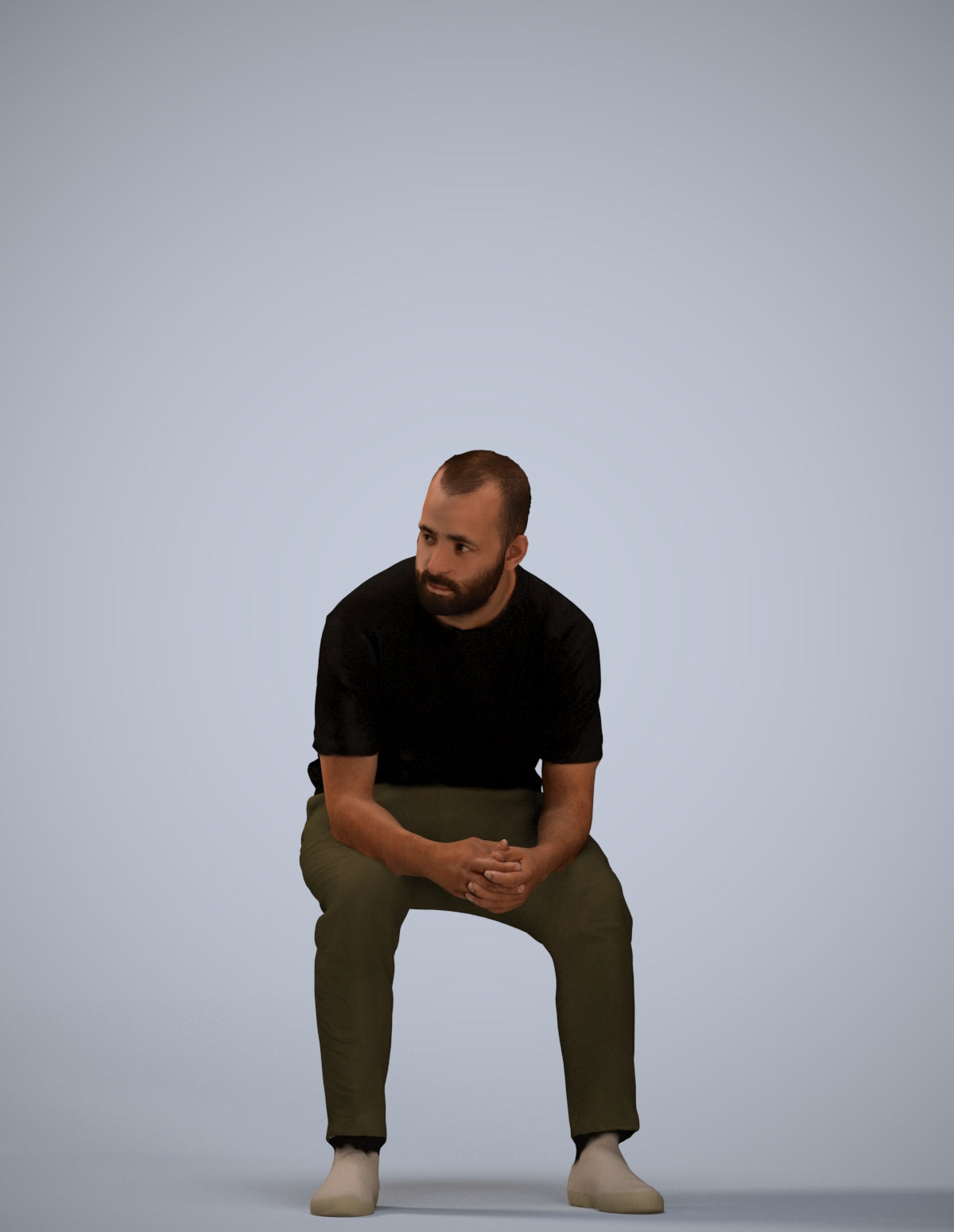 3D people model man casual sitting, scanned human for 3ds Max rendering