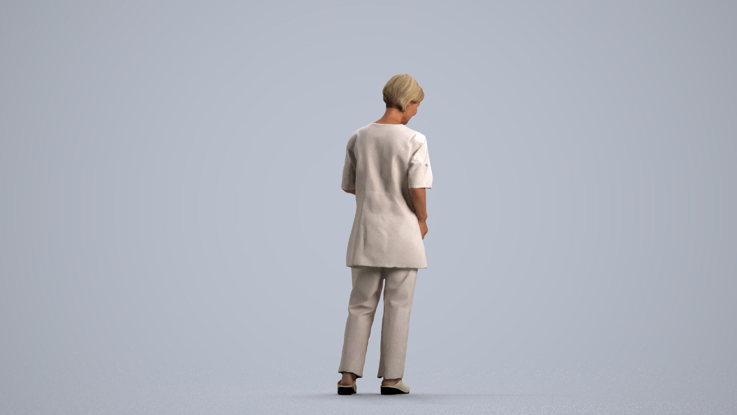 3D people model senior woman medical, scanned human for 3ds Max rendering, front view render