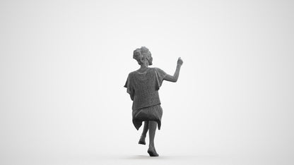 3D human model woman casual sitting, photogrammetry scanned person for archviz, wireframe front view