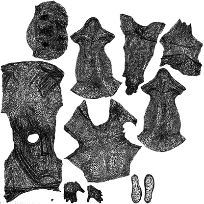 3D scanned man sitting casual, photorealistic archviz people for Enscape and SketchUp, wireframe top-down view