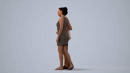 3D people model woman casual couple, scanned human for 3ds Max rendering, three-quarter view render