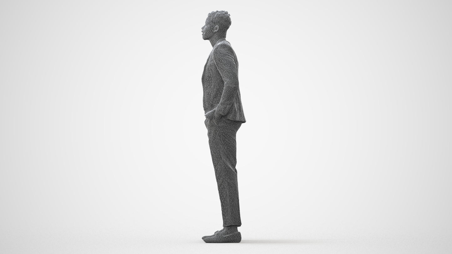 3D human model man casual formalaffairs, photogrammetry scanned person for archviz, square thumbnail