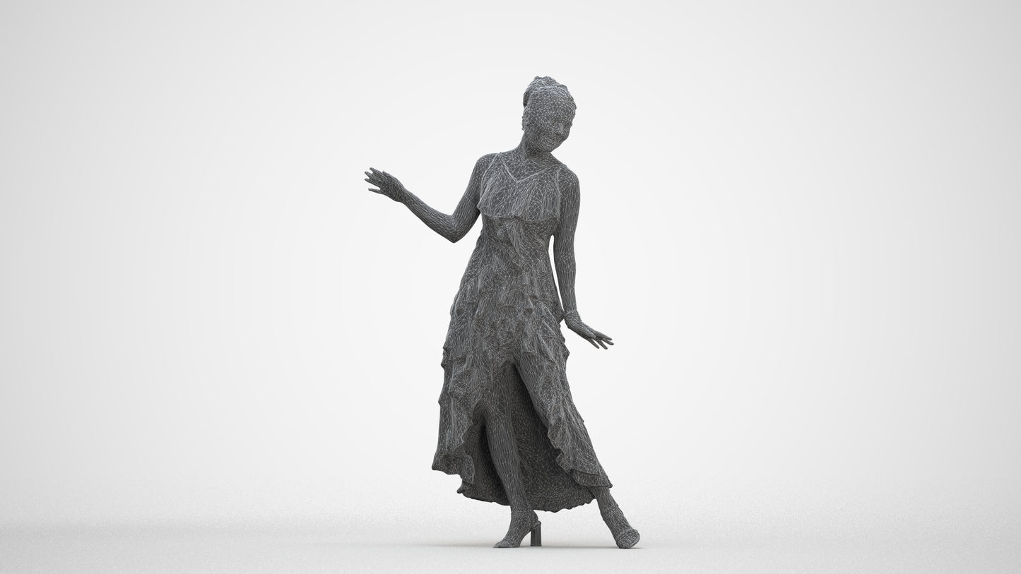 realistic 3D people woman formal dancing, render-ready for V-Ray and Corona, FBX OBJ, three-quarter front view render
