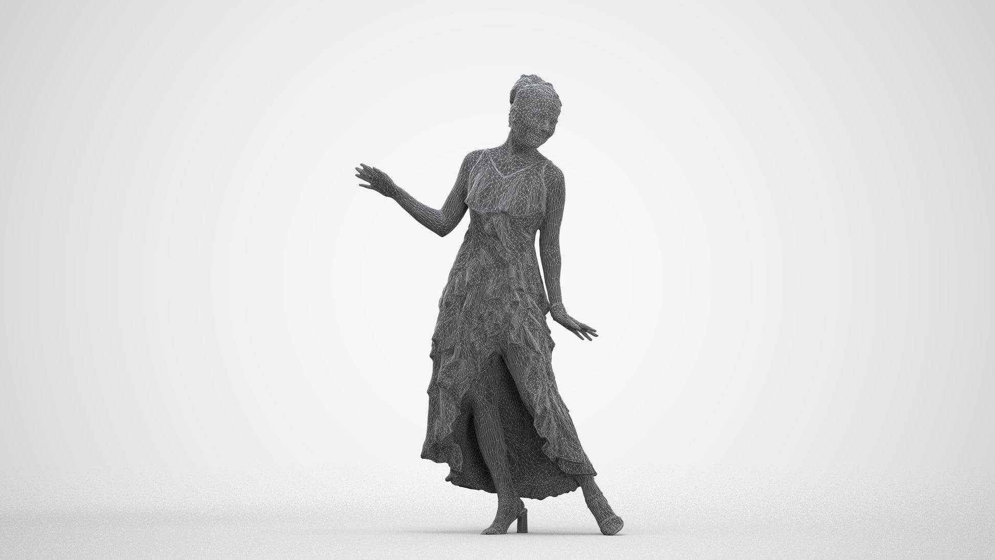 realistic 3D people woman formal dancing, render-ready for V-Ray and Corona, FBX OBJ, three-quarter front view render