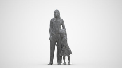 3D human model girl casual kids, photogrammetry scanned person for archviz, three-quarter front view render