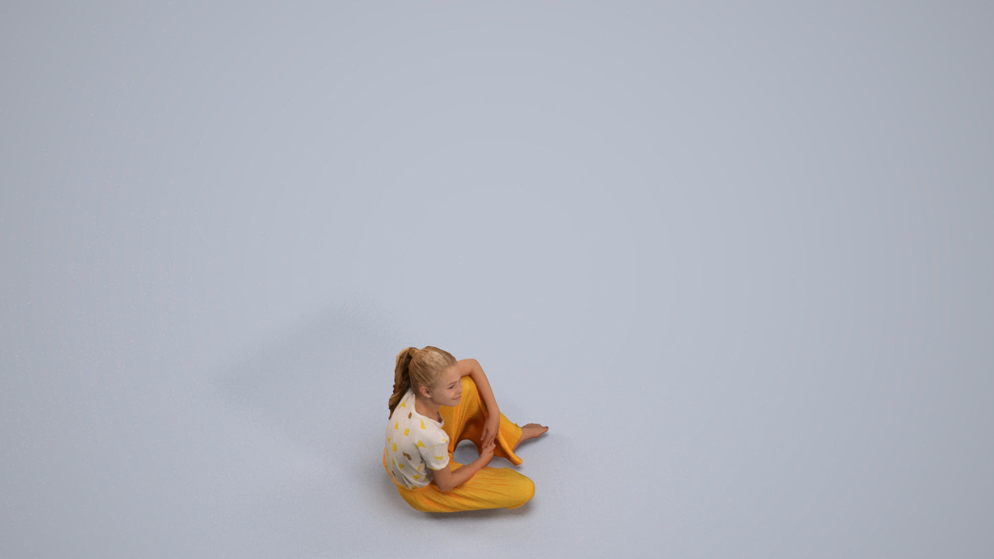 3D people model girl casual kids, scanned human for 3ds Max rendering, back view render
