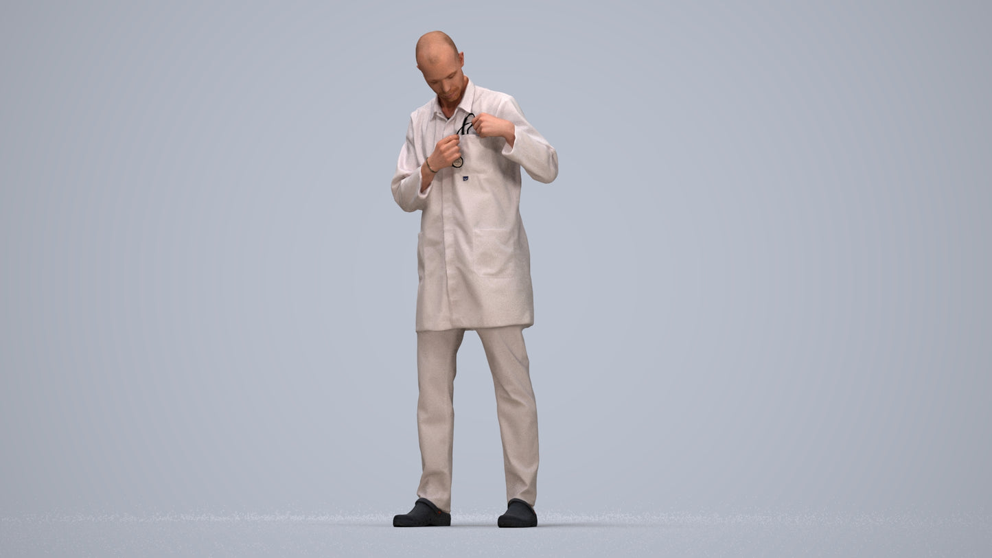 scanned 3D man medical, photogrammetry people for Enscape and V-Ray, top-down view render
