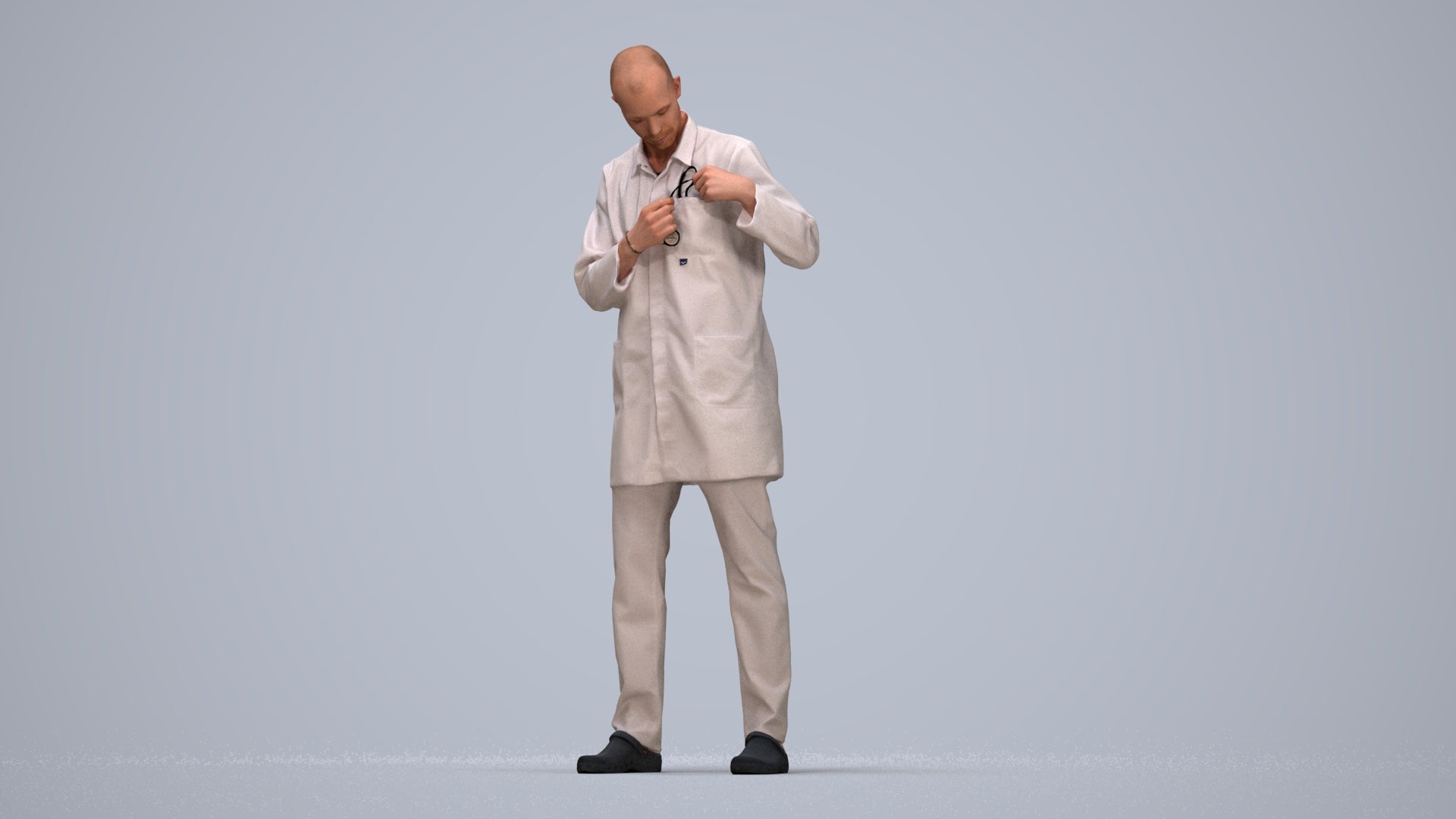 scanned 3D man medical, photogrammetry people for Enscape and V-Ray, top-down view render