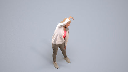 realistic 3D people senior woman sport, render-ready for V-Ray and Corona, FBX OBJ, back view render