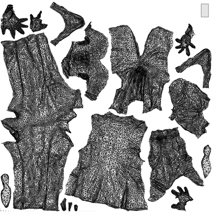 3D people model man business, scanned human for 3ds Max rendering, wireframe top-down view