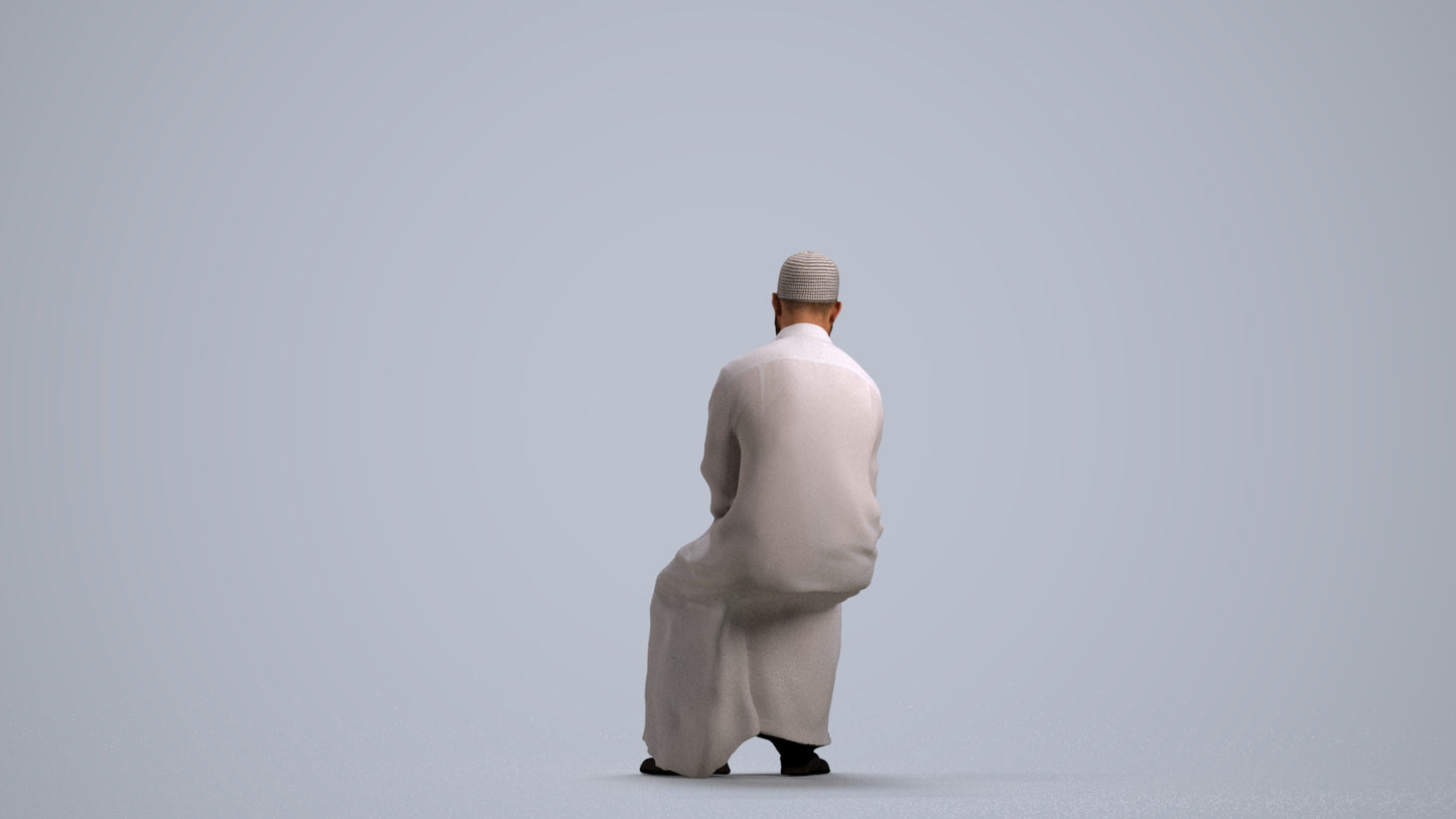 3D people model man sitting, scanned human for 3ds Max rendering, front view render