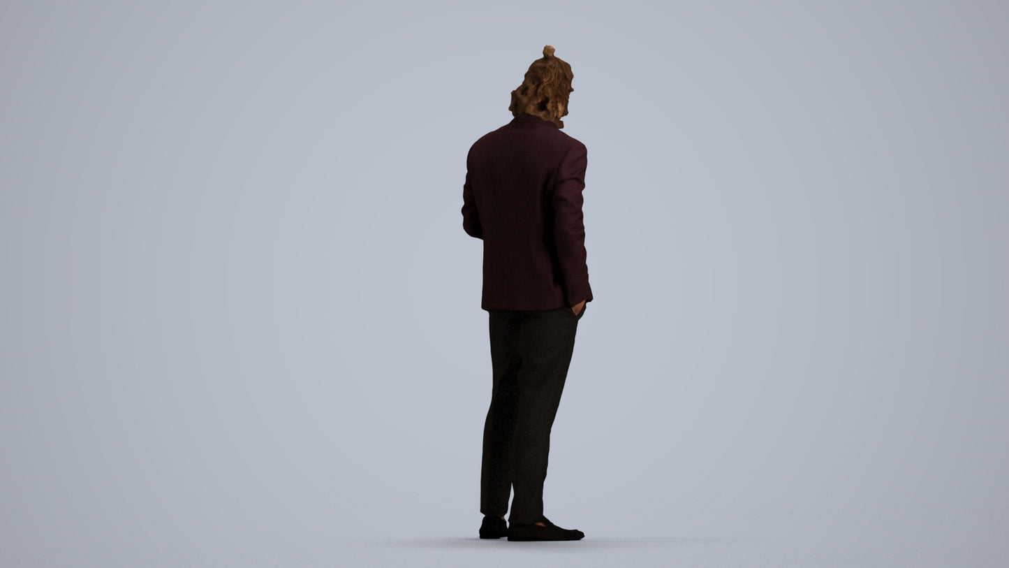 3D people model man formal formalaffairs, scanned human for 3ds Max rendering, front view render