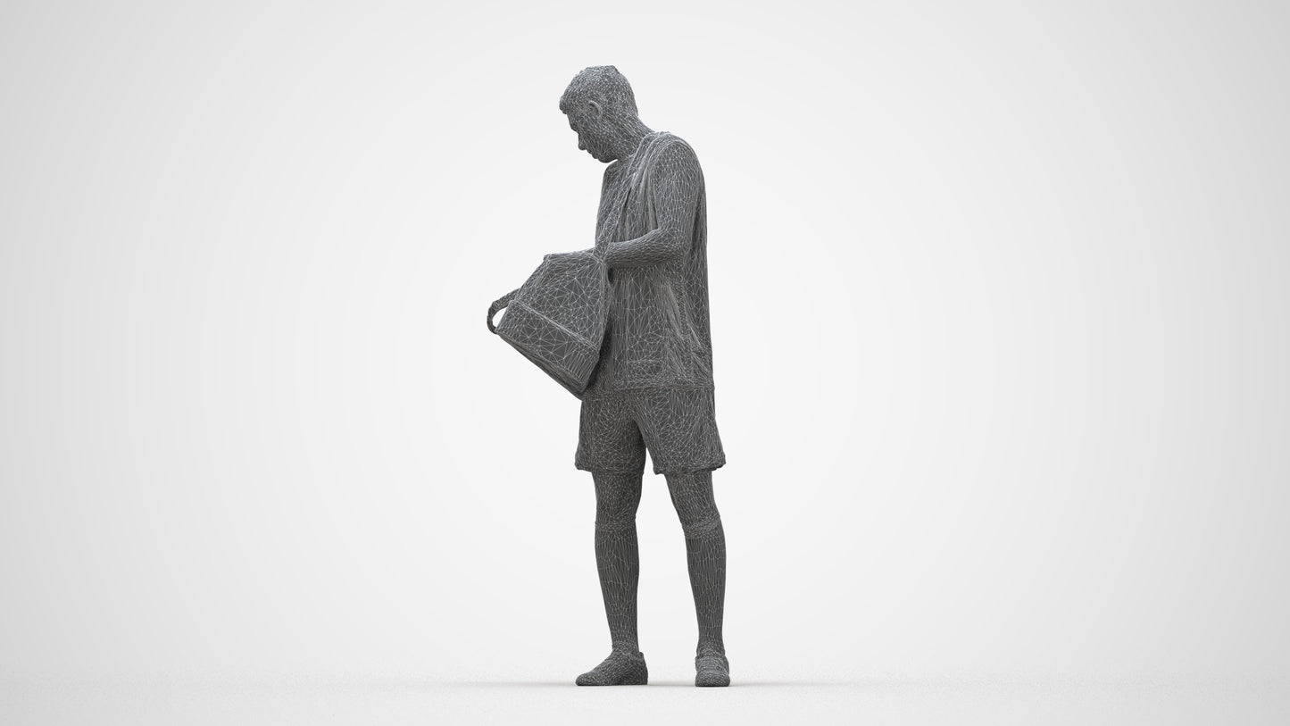 3D scanned man sport, photorealistic archviz people for Enscape and SketchUp, wireframe back view
