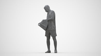 3D scanned man sport, photorealistic archviz people for Enscape and SketchUp, wireframe back view