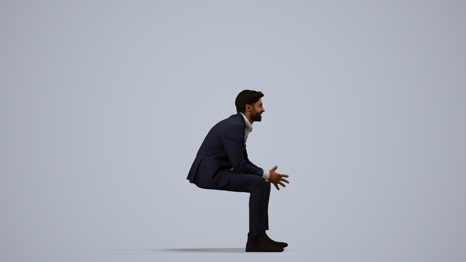 photogrammetry 3D man business, realistic human model archviz FBX, side view render