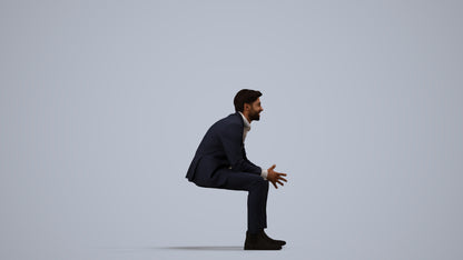 photogrammetry 3D man business, realistic human model archviz FBX, side view render