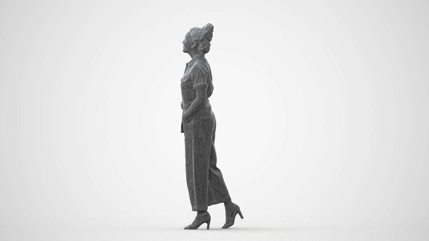 photogrammetry 3D woman formal walking, realistic human model archviz FBX, square thumbnail