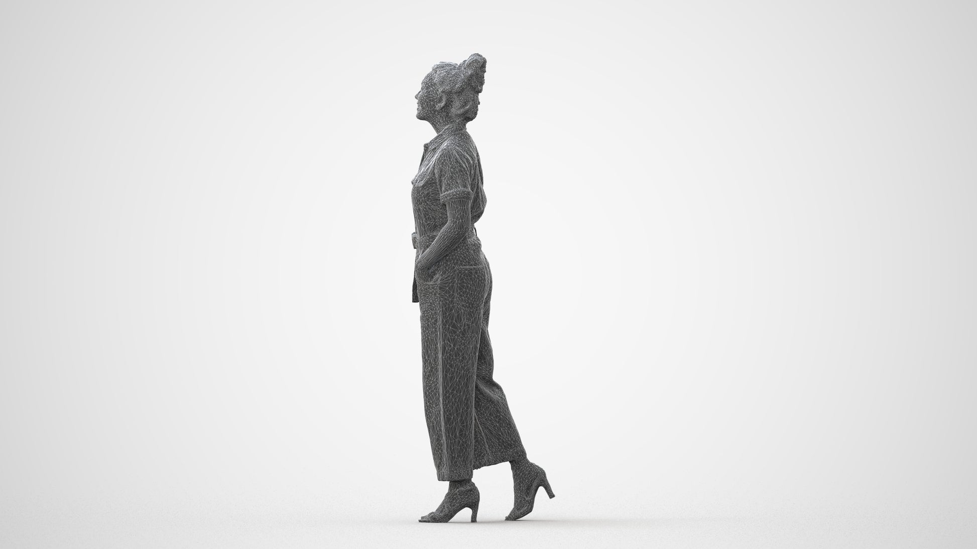 photogrammetry 3D woman formal walking, realistic human model archviz FBX, square thumbnail
