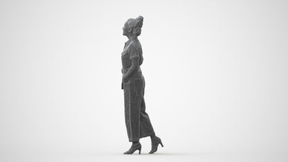 photogrammetry 3D woman formal walking, realistic human model archviz FBX, square thumbnail
