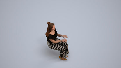 3D human model woman casual business, photogrammetry scanned person for archviz, back view render