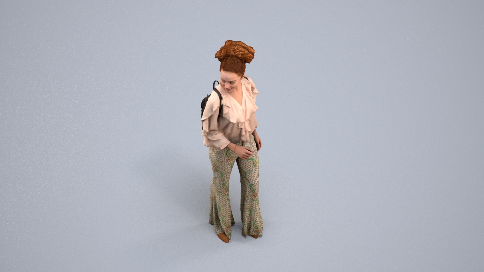 scanned 3D woman casual standing, photogrammetry people for Enscape and V-Ray, back view render