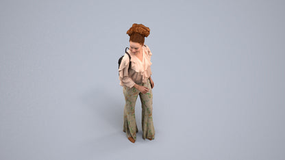 scanned 3D woman casual standing, photogrammetry people for Enscape and V-Ray, back view render