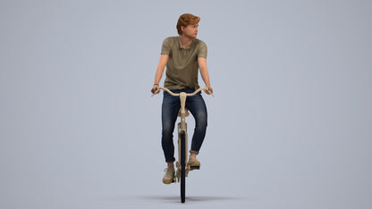 realistic 3D man casual cycling, scanned archviz people for Blender and 3ds Max, standing pose render