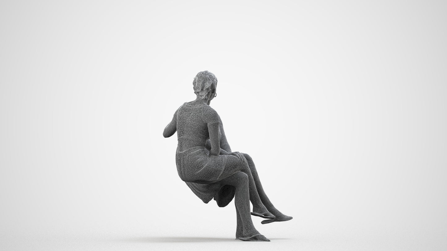 3D people model woman casual couple, scanned human for 3ds Max rendering, wireframe side view