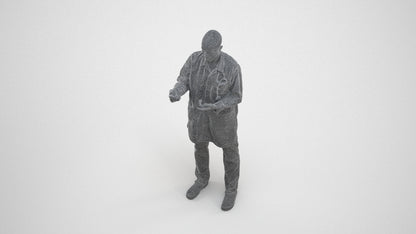 photogrammetry 3D man medical, realistic human model archviz FBX, wireframe three-quarter view
