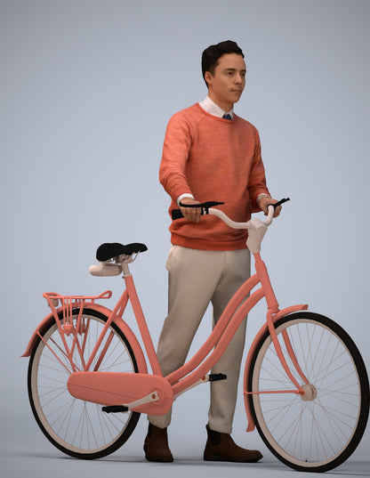 3D people model man casual cycling, scanned human for 3ds Max rendering