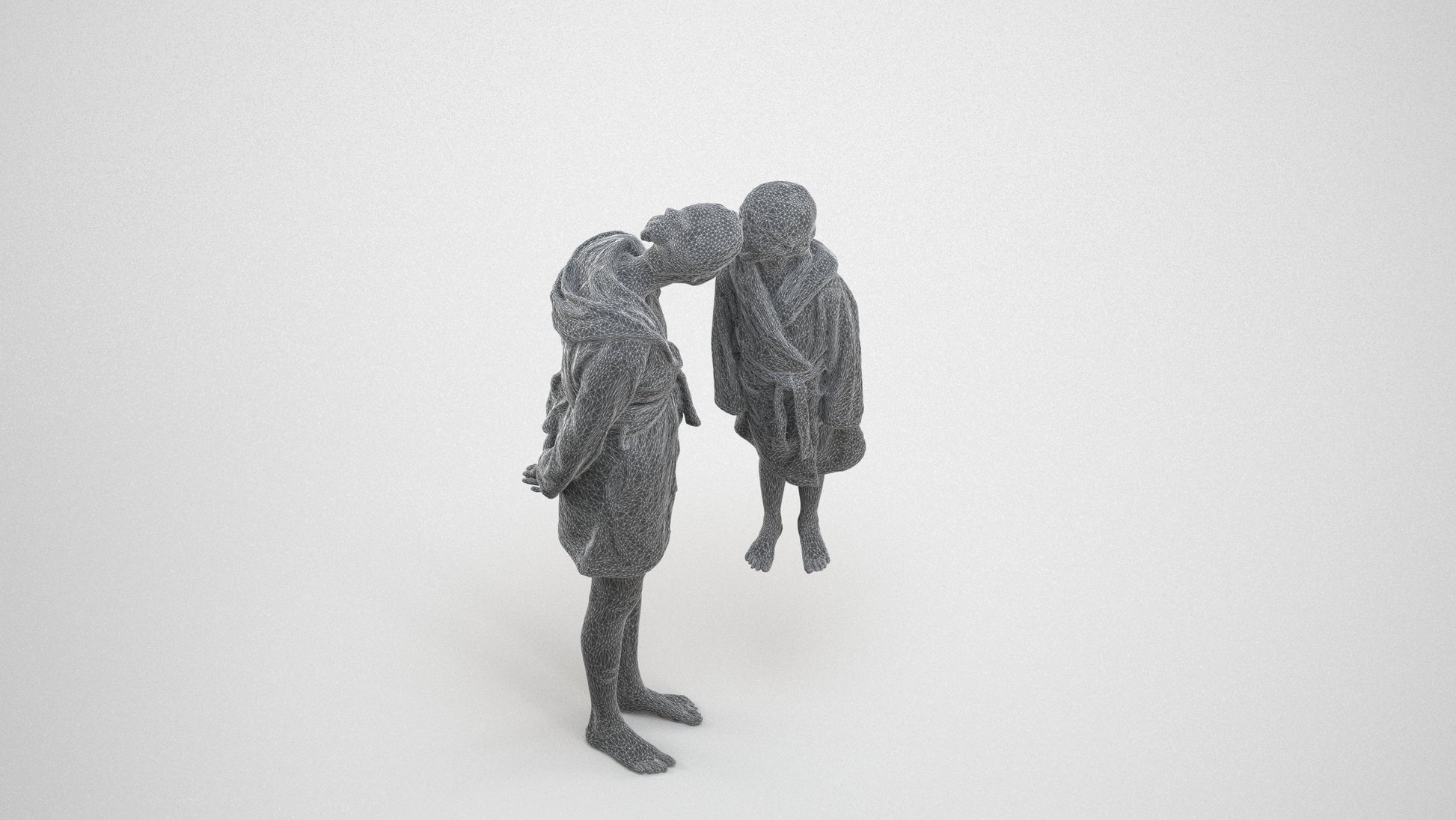 realistic 3D people girl casual kids, render-ready for V-Ray and Corona, FBX OBJ, wireframe three-quarter view