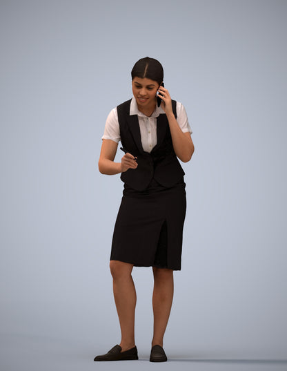 realistic 3D woman hospitality, scanned archviz people for Blender and 3ds Max