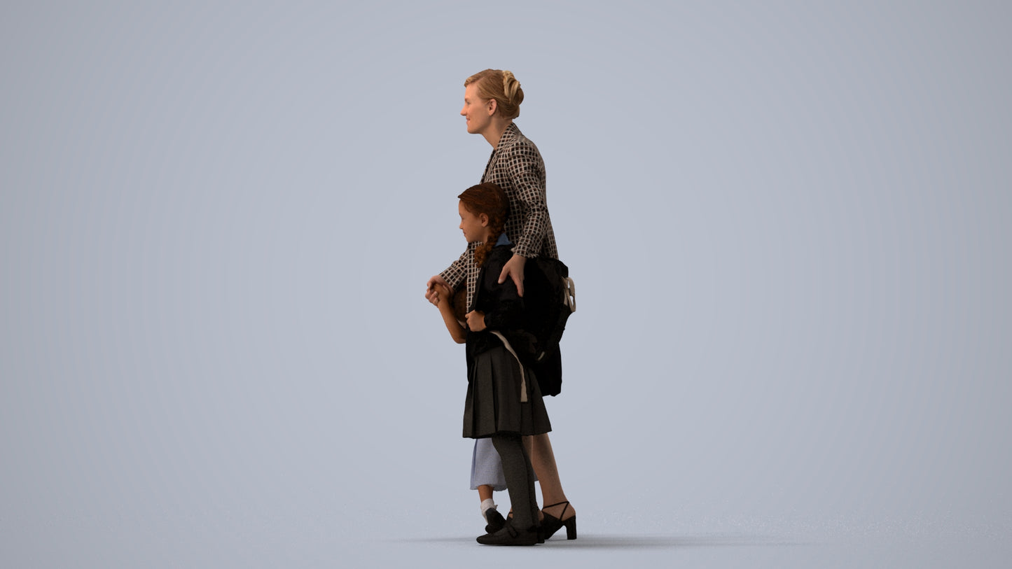 photogrammetry 3D girl kids, realistic human model archviz FBX, three-quarter view render